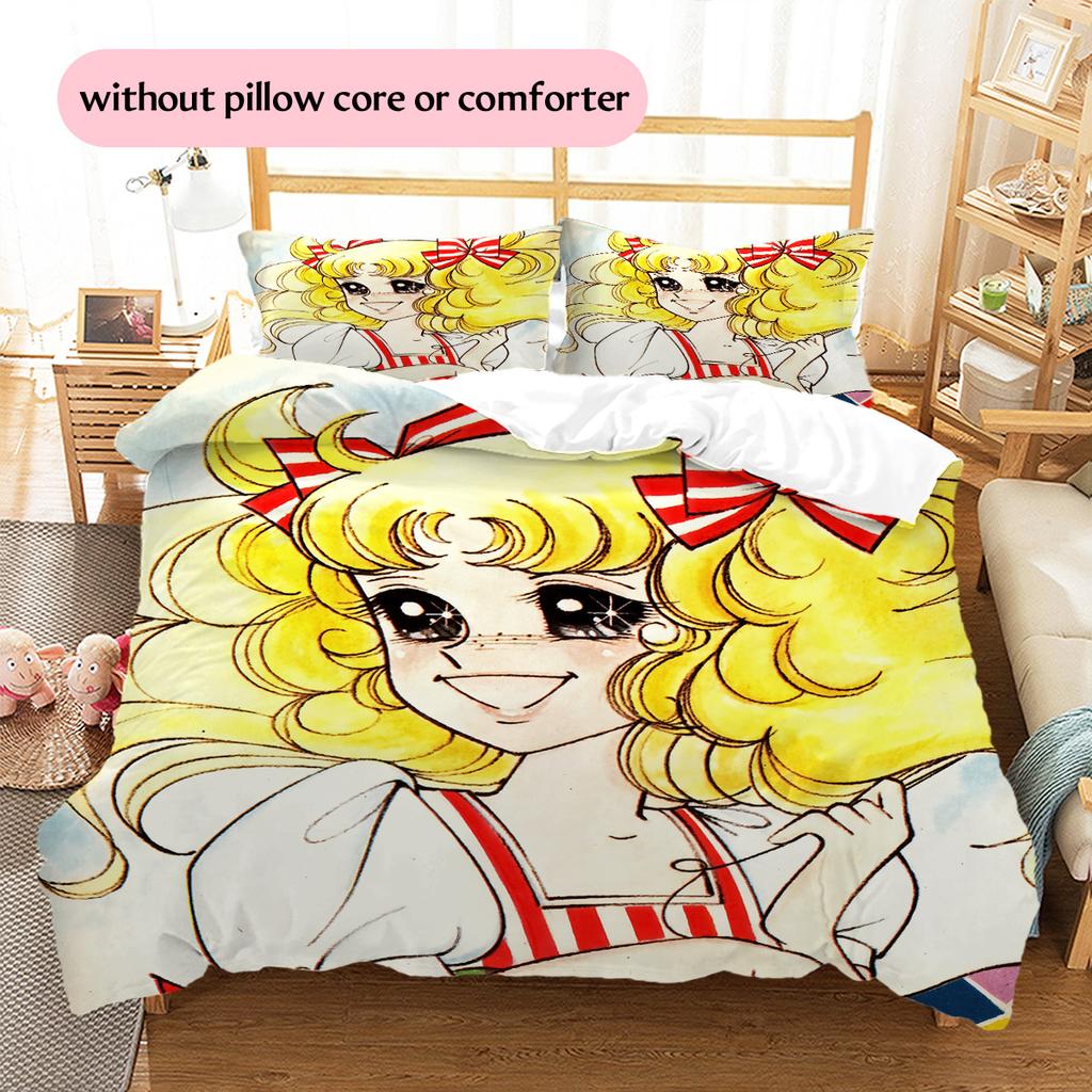 Candy Candy Pattern Bedding Quilt Set Home Decoration Gift (1 * duvet cover + 2 * pillowcase without core)