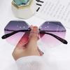 Rimless Oversized Sunglasses Woman Luxury Brand Designer Sun Glasses Female Fashion Retro Gradient Lunette Eil Femme