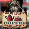 2D Flat 20*10cm1pc Good Day BEGINS WITH COFFEE Vintage Wooden Plaque, Charming Coffee Pattern Wall Art Decor, Ideal For Home, Cafe Bar, Restaurant