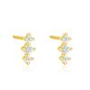 Triple Stone Climber Earrings - Sterling Silver Gold Plated
