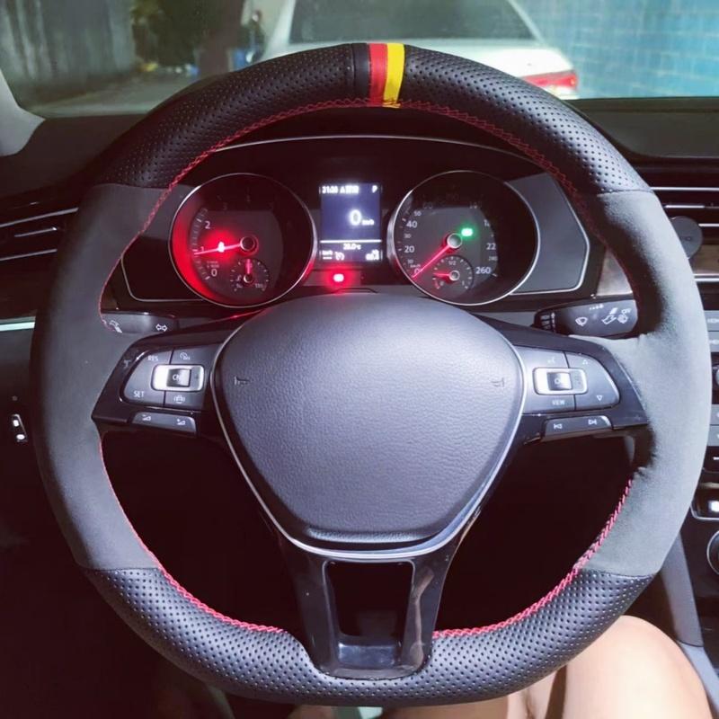 Car Steering Wheel Braid Cover Non-Slip 100% Fit For Volkswagen VW Golf 7 Mk7 Touran Up Car Products Steering Wrap