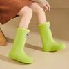 Стильные длинные холодные и теплые водонепроницаемые резиновые сапоги, нескользящие сапоги, женские резиновые сапоги до щиколотки, наружная обувь для воды без застежек, размер 36-41
