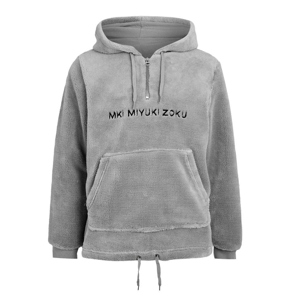MKI MIYUKI ZOKU Mens Sherpa Half Zip Relaxed Fit Hoodie