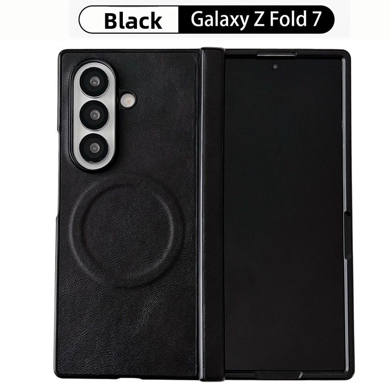 Для Samsung Galaxy Z Fold 7 6 5 4 3 Fold7 Fold6 Чехол для телефона Magsafe Пленочный Кожаный Шарнир Складной Беспроводная Зарядка Магнитная Крышка