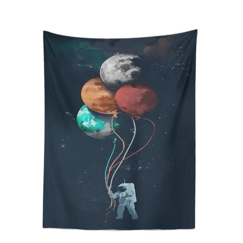 Space Skateboarding Astronaut Tapestry  Unique Cosmic Design Perfect for Bedroom Decor Large Wall Hanging Artwork