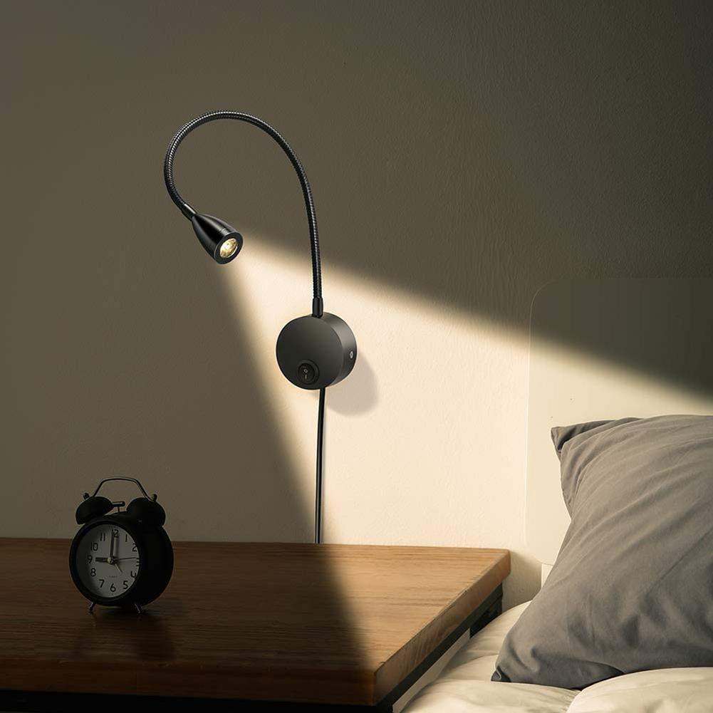 Eye Protection Wall Lamp 360 Degree Rotation LED Gooseneck Tube Spotlight Sconces Study Reading Wall Mounted Switch Lamp