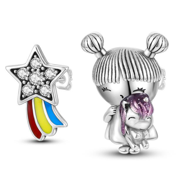 New 925 Sterling Silver Stud Earrings Cat Elephant Star Circular Stud Earring Gift Jewelry
