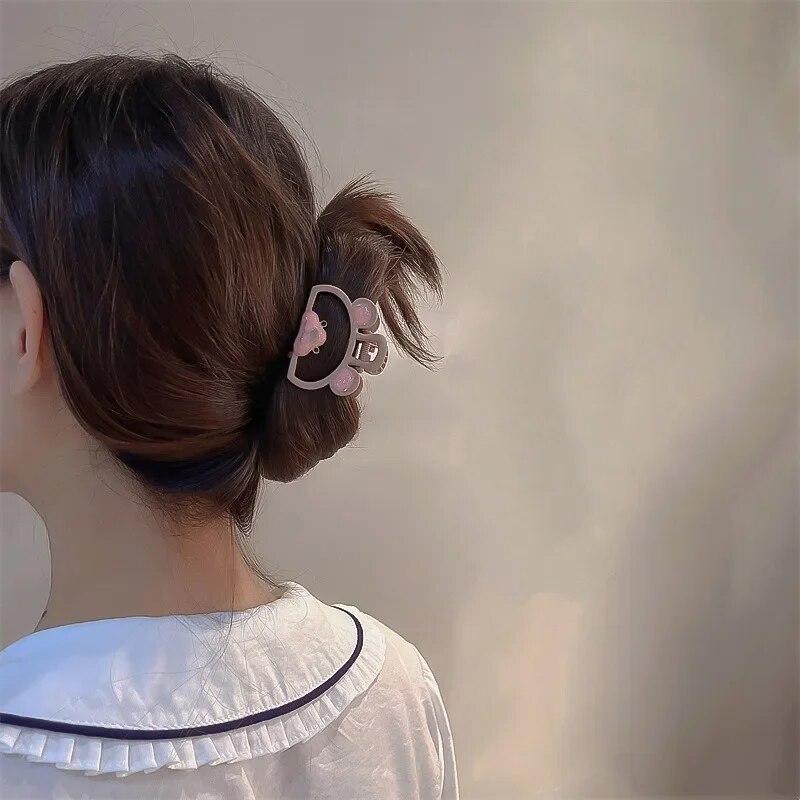 Корейская модная заколка для волос для девочек Ins, милый розовый медведь, кошка, красная вишня, заколка для затылка для женщин, аксессуары для укладки волос