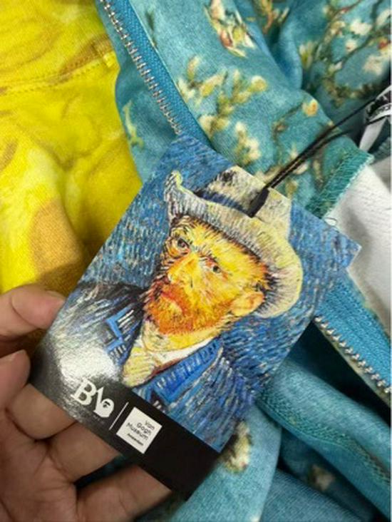 Ван Гог x BAPE 2025 Худи с акулой - Узор подсолнухи Японский тренд