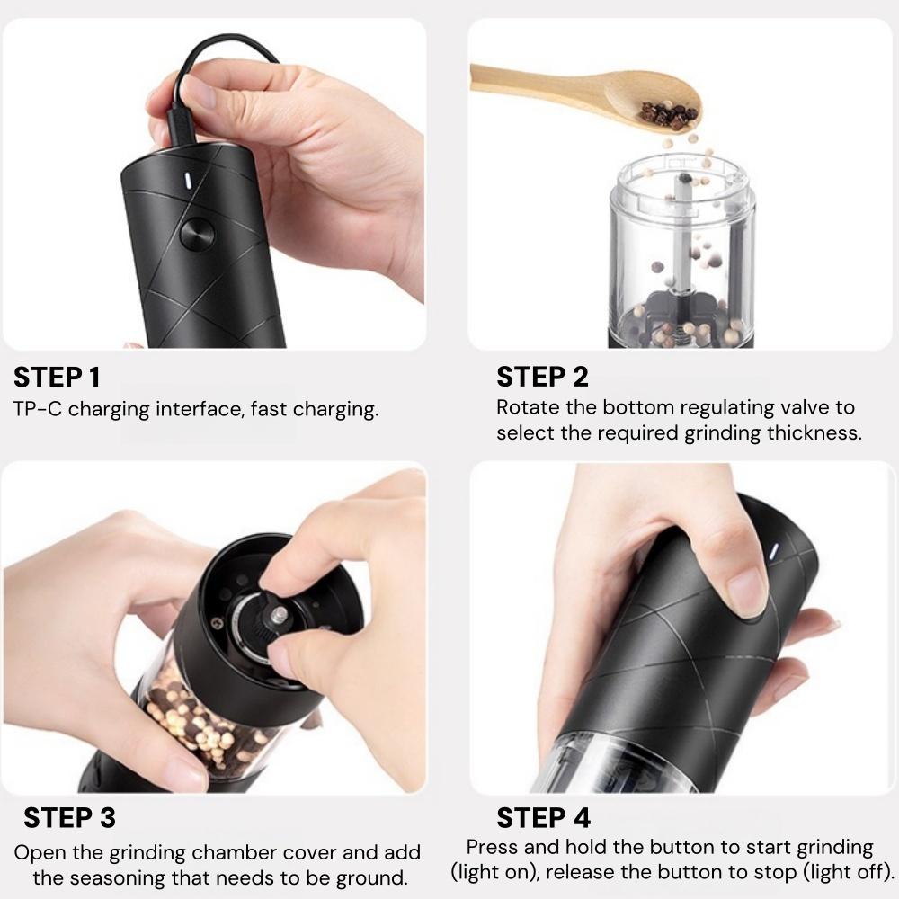 Electric Salt and Pepper Grinders kitchen gadgets accessories seasoning Spice Sesame Grindery mill Coarseness cylinders shaker