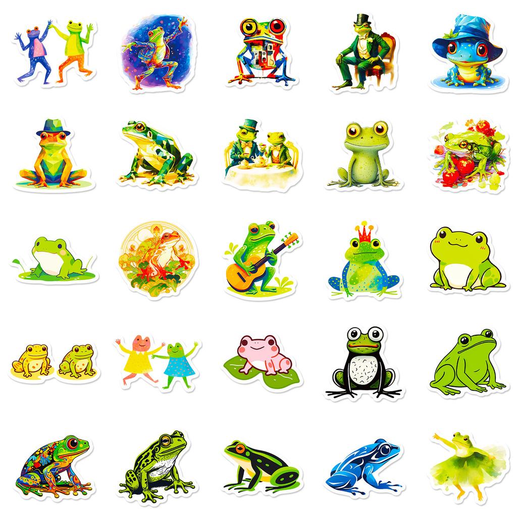 50 New Frog Mix and Match Water Cup Notebook Suitcase DIY Decorative Stickers Waterproof Stickers