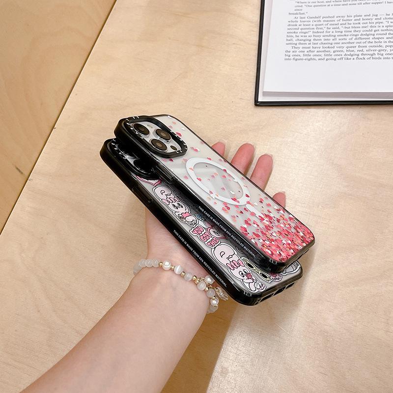 Магнитный чехол Pink Inspirational Rabbit для iPhone 16 Pro Max — модный чехол против падения