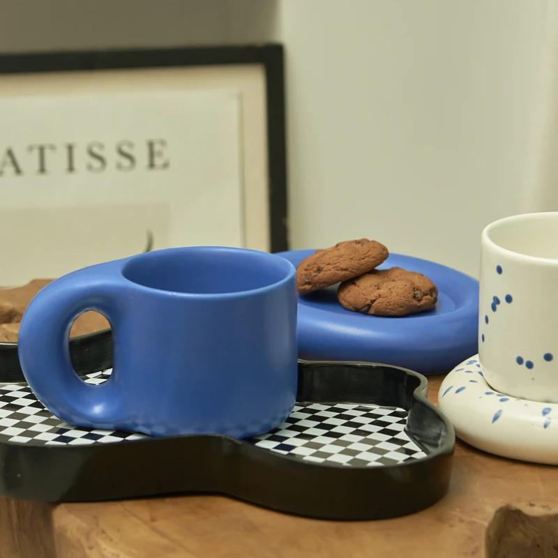 Nordic Ceramic Mug with Saucer Coffee Cup Drinking Cups and Saucers Home Office Tea Cup Coffee Cups Korean Mug Ceramic Plate