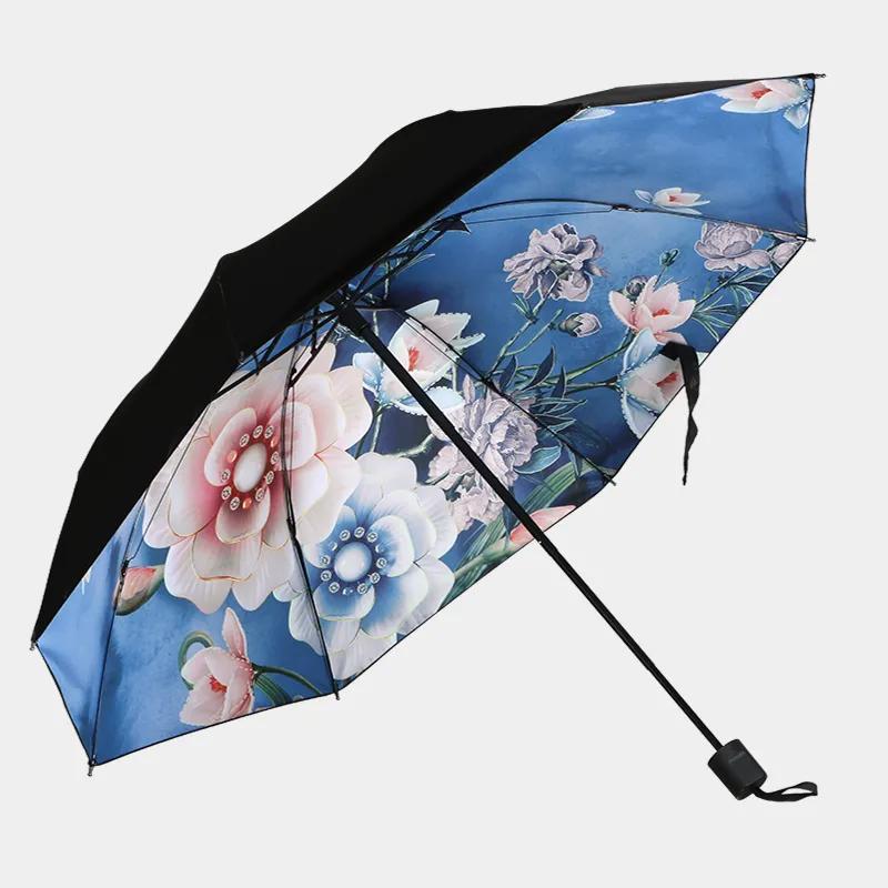 Зонт от солнца, солнцезащитный крем с разбитым цветком, большой складной зонт, портативный зонт от дождя или сияния