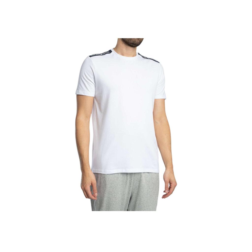 Emporio Armani Мужская футболка с коротким рукавом и круглым вырезом с логотипом-буквой Белая EM000384-AF10779-U0002