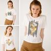 Nature Women T-Shirt, Bike Pattern, Printed T-Shirt, Bicycle Neck, Short Sleeve, Soft Cotton Fabric