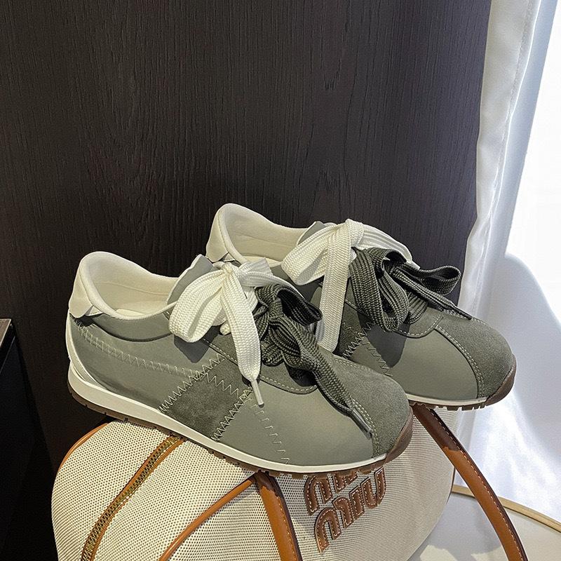 Версия из коровьей кожи~ Шнурки мандаринки, низкие, повседневные, со скрытой платформой, спортивная обувь, женские балетки