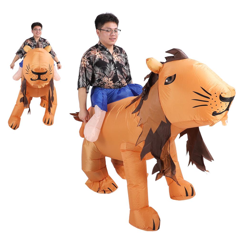 Надувной костюм льва Смешной хвост лапы волосы Полное тело Надувной костюм льва Размер F для маскарадных вечеринок фестивалей 150