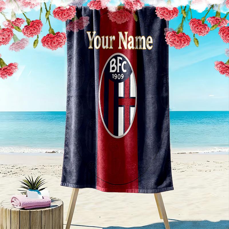 Bologna Fc Custom Name Print Beach Towel Large Soft Quick Dry Towel For Beach Camping Swimming