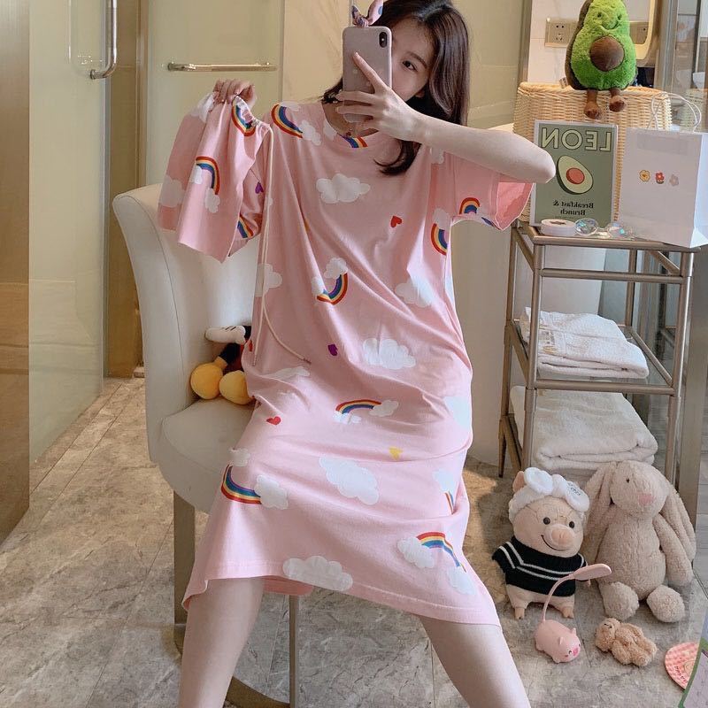 Pajamas Women's Summer Pajamas Short Sleeved Women's Students Cute Large Home Furnishing Set