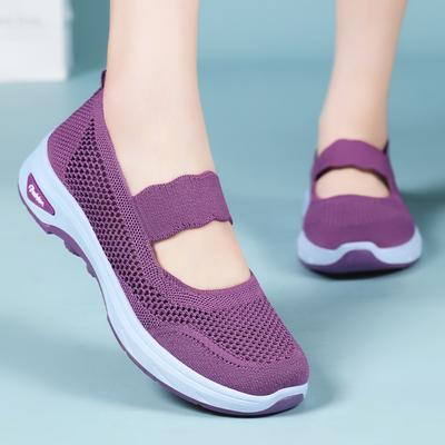Женская обувь Новая летняя дышащая повседневная обувь Полая мягкая подошва Обувь с отверстиями Носить Старая пекинская тканевая обувь для женщин