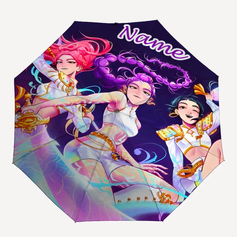 Personalized Name K-KPop Demon Hunters Print Umbrella - Automatic Open/Close, Eight-Rib Durable Frame, Automatic Folding Umbrella