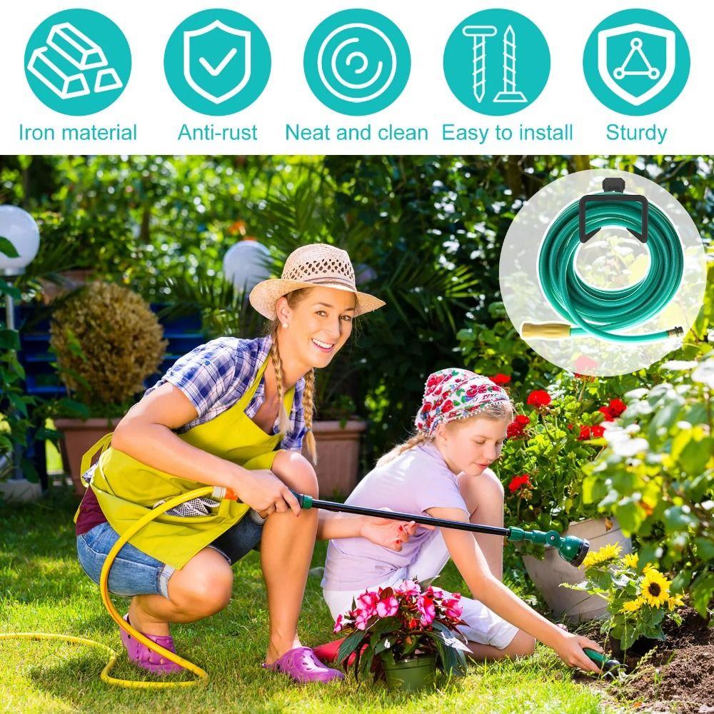 Iron Hose Hook Bracket Black Metal Hose Holder Sturdy Pipe Reel Rack for Air Hydraulic Hose