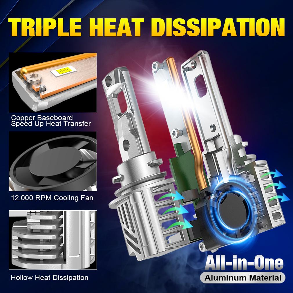 2Pcs H4 LED Headlight Bulb 9003 HB2 H7 Led Canbus H8 H11 9005 HB3 9006 HB4 100W 30000LM Car Fog Lamp Motorcycle 12V 6500K All In One Mini Headlamp