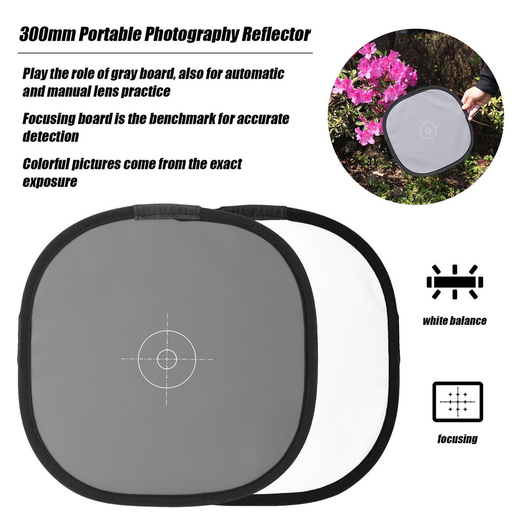 300mm Portable Photography Reflector Gray and White Balance Card Photographic White Balance Focus Board Photography