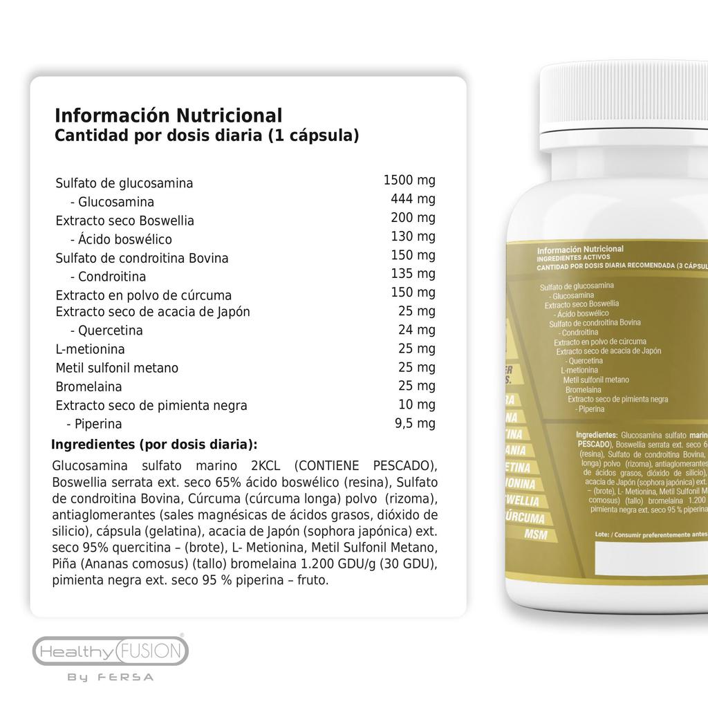 Healthy Fusion Мощное противовоспалительное и обезболивающее средство | Куркума, глюкозамин, хондроитин, МСМ | 90 капсул