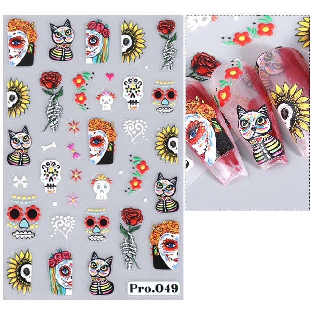 Наклейки на ногти в виде тыквы на Хэллоуин, узор в виде черепа-призрака, наклейки на ногти на Хэллоуин, красочный маникюрный салон