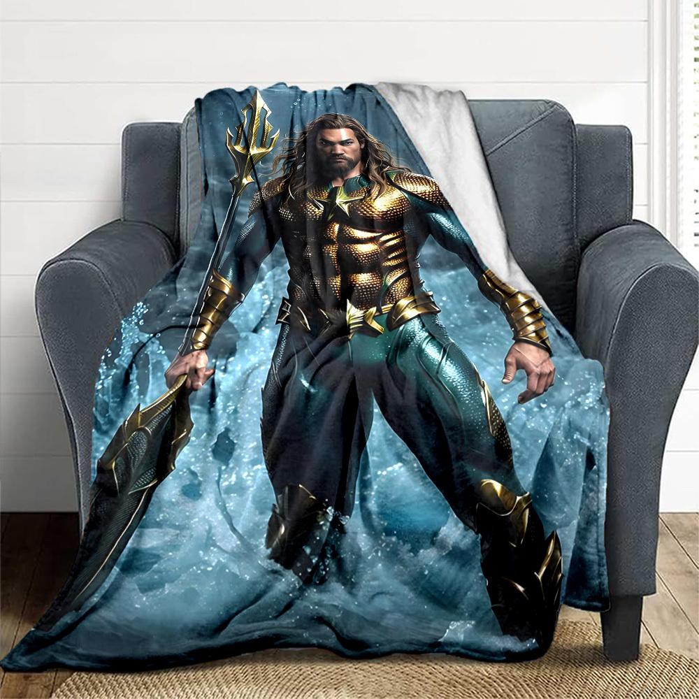 1pc Aquaman, Trident Flannel Throw Blanket Soft, Warm & Cozy for Couch, Bed, Office, and Travel Versatile All Season Gift, Christmas present