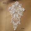 1Pc White Golden Patch Appliques Embroidery Lace Trim Fabric Cloth Sewing Patchwork DIY Craft 42*27cm