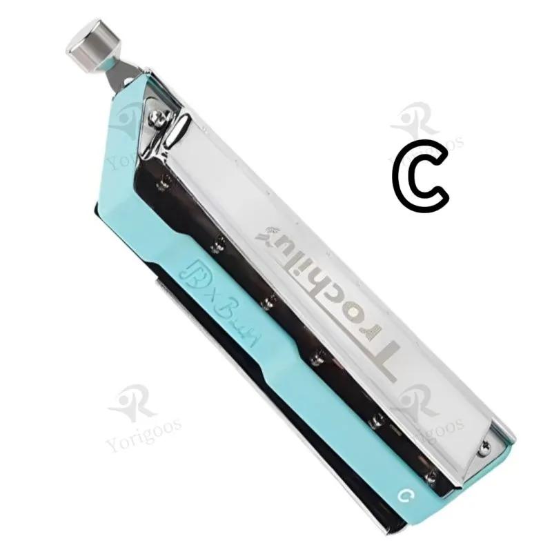 JDR Trochilus Hummingbird 10-hole chromatic blue traditional harmonica blues-C