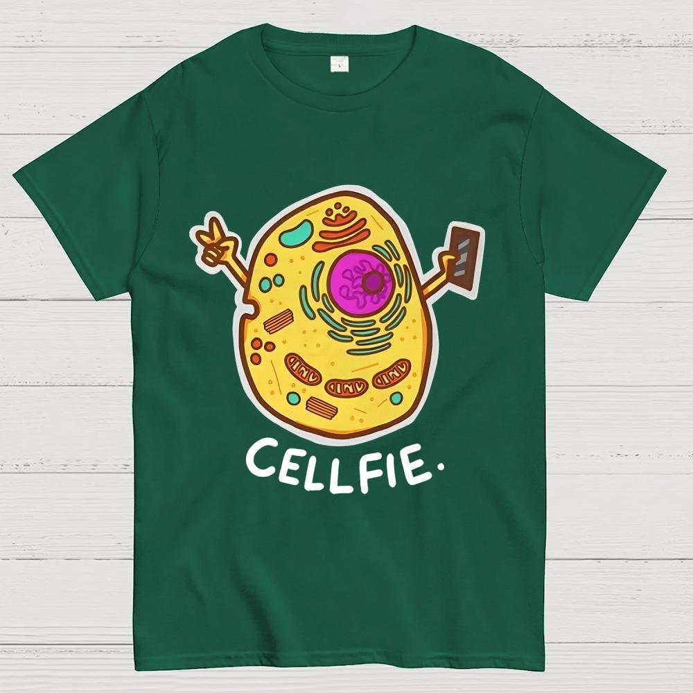 Biology pun Cell-Fie Unisex 100% Cotton Summer Casual Cool Loose T-Shirt