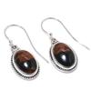 Natural Mahogany Obsidian Gemstone 925 Solid Sterling Silver Earring 1.25" D8u26
