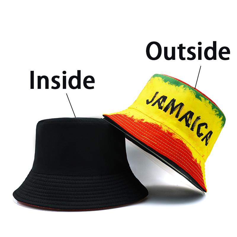 Панама Bocca Jamaica с принтом Rasta, буквы, красно-желто-зеленая, для мужчин и женщин, дизайн Location, Панама, Кепка-боб, Козырек от солнца