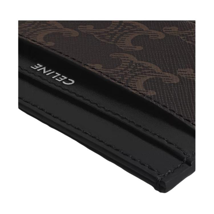 Celine Triomphe Logo Print Canvas Card Holder Medium Men Accessories Black Brown 10N762FGS-38SI