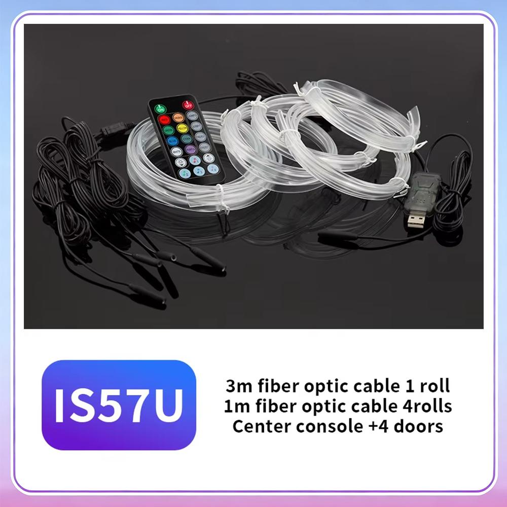 3M Car Interior Ambient LED Light Strip Invisible USB Flexible Neon Interior Lights Assembly RGB APP For Car Decoration Lighting