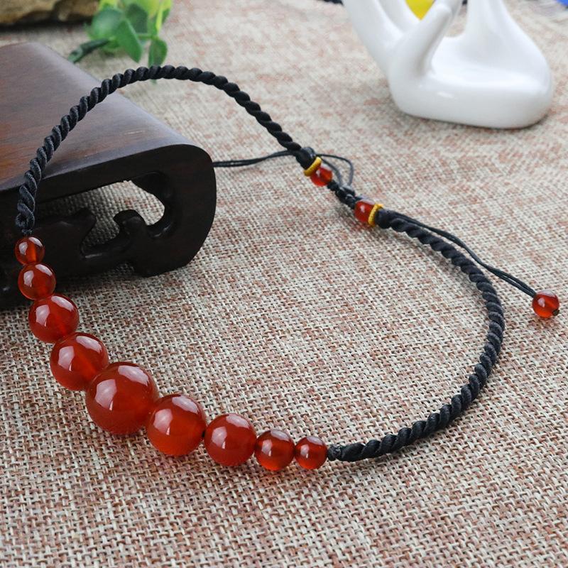 GemChic Women's New Ethnic Simple Agate Beads Collarbone Necklace Vintage Adjustable Chain Fashion Birthday Christmas Jewelry Gift