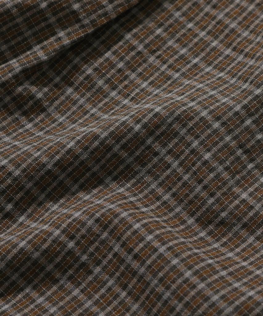 KIIMUIR [Crop] Rolled-Up Check Crop Short Sleeve Shirt_Brown [Select Sleeveless]