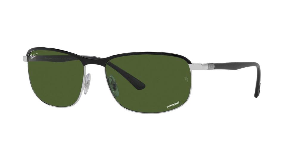 RB3671CH Sunglasses BLACK ON DARK GREEN LENS 60 Ray-Ban Men's SILVER/POLAR