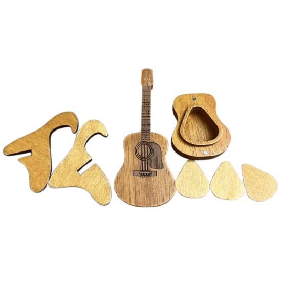 Деревянная коробка для медиаторов с подставкой, коробка для демонстрации медиаторов с 3 гитарами