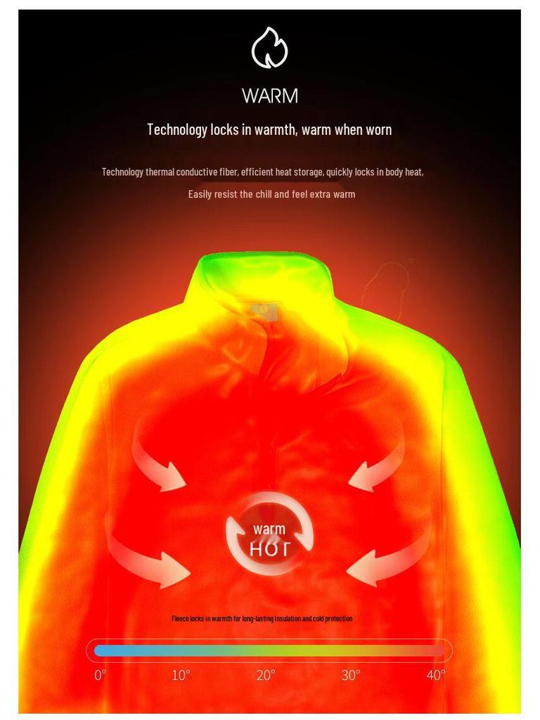 Мужская быстросохнущая эластичная футболка с длинным рукавом - Зимний базовый слой из флиса с начесом для пеших походов