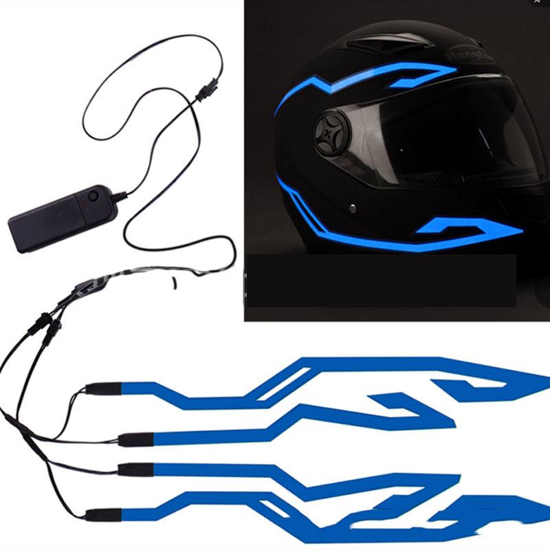 Motorcycle LED Night Riding Signal Helmet EL Cold Light 4Mode Led Bike Helmet Light Strip Decoration Kit Bar Accessories