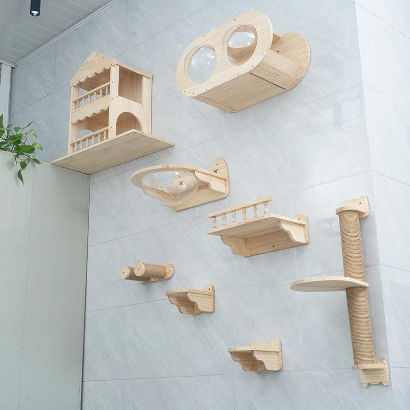 Large Wooden Cat Scratching Platform Climbing Game Stand Cat Scratching Mat Sofa Kitten Toy Tower Tree Condo Pet Products