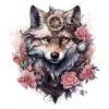 1/2pcs, Handsome Wolf Flowers Heat Transfer Sticker, Mechanical Style Animals DIY Heat Transfer Printing Film, For Throw Pillow Pajamas Socks