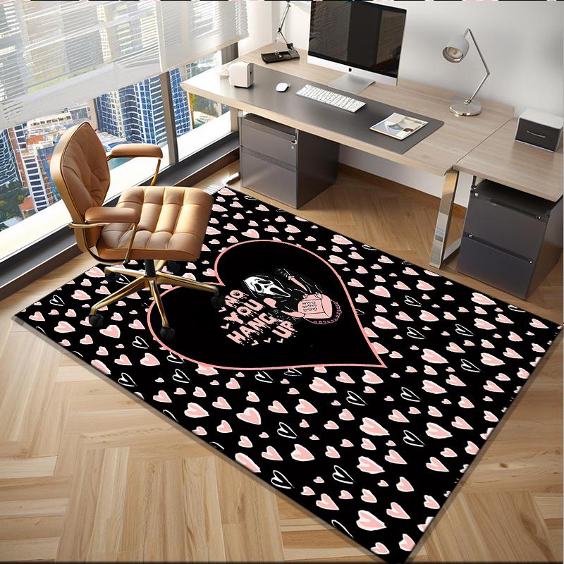 Heartbeat Ghostface Of Horror Office Rug Chair Mat, Game Carpet, Suitable for Front Door, Bedroom, Living Room, Desk, Holiday Gift