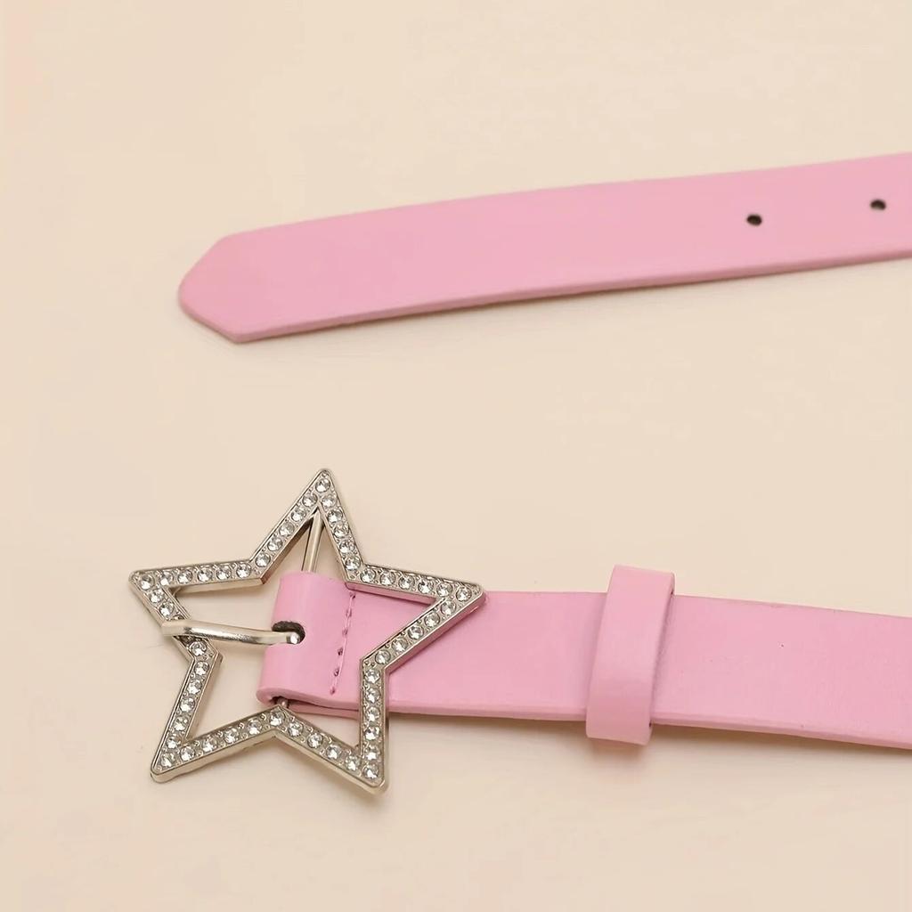 Belts for Women Spice Girls Pink Black White Belt Denim Star PU Leather Rhinestones Belt Sweet Cool Corset Jeans Belts