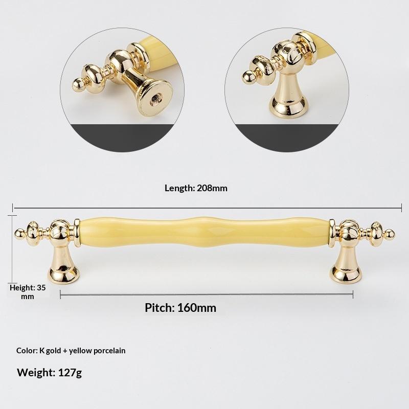 Modern Colored Ceramic Furniture Handle Golden Wardrobe Cabinet Handles Closet Door Knob Dressing Table And Drawer Pull Hardware